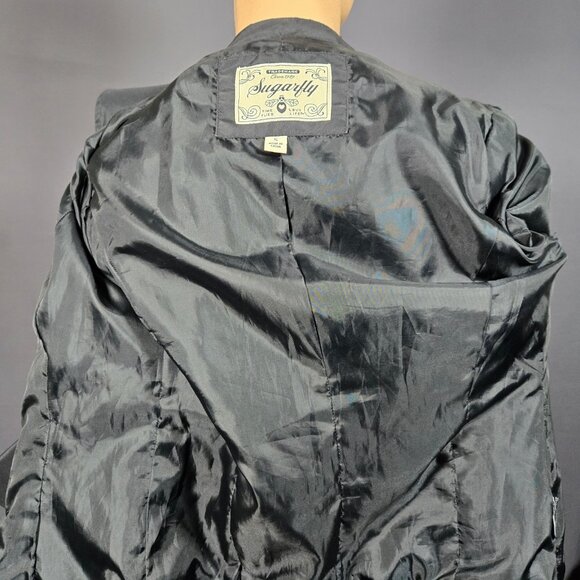 Y2K Black Ruffled Taffeta Jacket size S Edwardian Gothic Fairy Witchy Whimsigoth - Picture 8 of 9